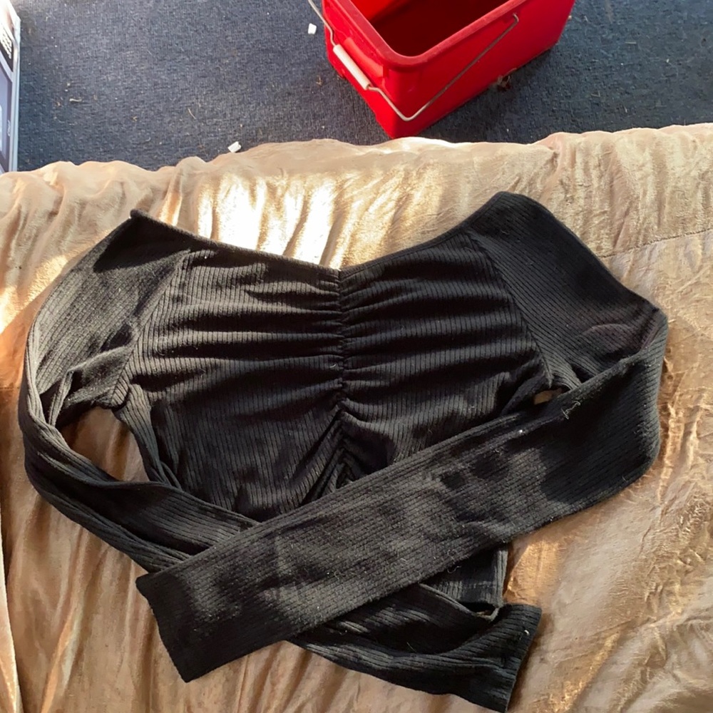 Garage off shoulder long sleeve shirt